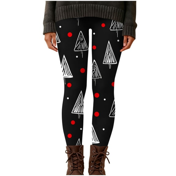 Ruimatai Women's Christmas Printed High Waist Yoga Pants Tummy Control Workout Running Athletic Leggings with Pockets Comfortable Stretch