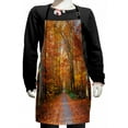 thumbnail image 1 of Fall Kids Apron, Pathway Covered Fallen Leaves Through Autumn Forest Vibrant Trees Print, Boys Girls Apron Bib with Adjustable Ties for Cooking Baking Painting, Orange Yellow Green, by Ambesonne, 1 of 2