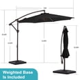 thumbnail image 3 of JUSTLET 10ft Heavy Duty Patio Hanging Offset Cantilever Patio Umbrella W/ Base Included, Black, 3 of 12