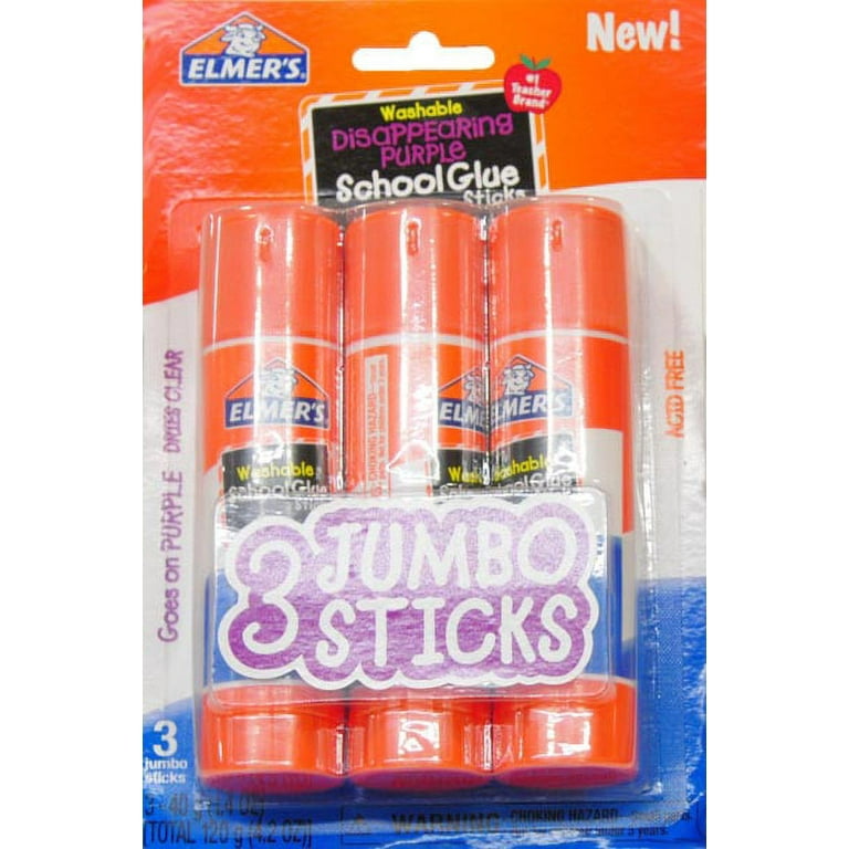  Elmers E579 Jumbo Disappearing Purple School Glue Stick, 1.4  Ounce, 3 Packs of 3 Sticks, 9 Sticks Total : Arts, Crafts & Sewing