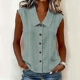 thumbnail image 5 of cocolona Summer Tank Tops for Women Lapel Sleeveless Hollow Out Button Shirts Trendy Casual Solid Color Blouses, 5 of 5
