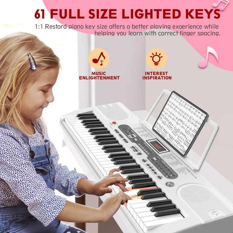 SUGIFT 61 Key Electric Keyboard Piano with Lighted Keys Portable
