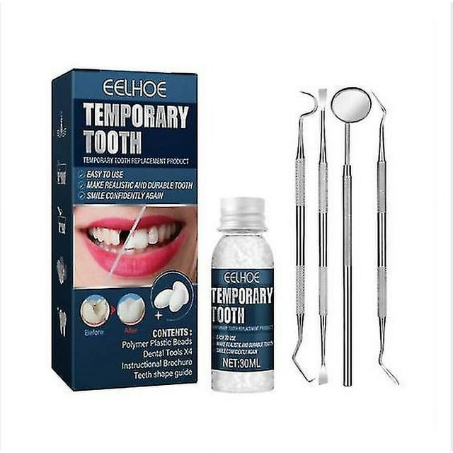 Kit de reparación de dientes, Material de relleno de dientes temporal de repuesto para dentadura postiza, para complemento instantáneo y 5 unidades/1 Juego