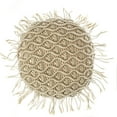 thumbnail image 2 of Phantoscope 100% Cotton Handmade Crochet Woven Boho with Tassels Series Decorative Throw Pillow, 16" x 16" Round, Beige, 1 Pack, 2 of 6