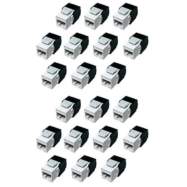 Paquete de 20 Conectores Cat6A RJ45 - Compatible con Cat6 -180 Grados Sin Herramientas - Conector de Pared Ethernet - Acoplador de Red Cat6A