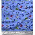 thumbnail image 1 of Soimoi Blue Rayon Fabric Leaves,Insect & Floral Artistic Print Fabric by Yard 42 Inch Wide, 1 of 3