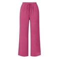 thumbnail image 6 of Lamiy Wide Leg Pants for Women Drawstring Elastic Waist Loose Casual Trousers with Pockets Summer Beach Vacation Flowy Pants,Hot Pink,XXL, 6 of 8