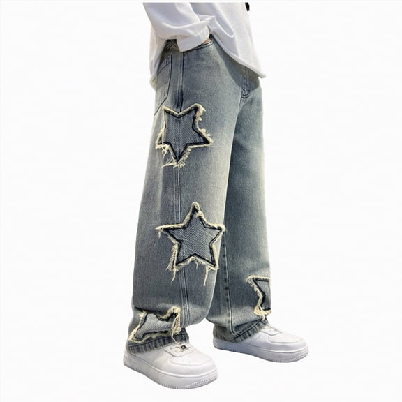 NOLDARES Boys Bootcut Jeans Size 4-14 Years Classic Straight Leg Jeans with Pockets Streetwear(Blue,5-7 Years)
