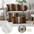 thumbnail image 6 of Brown Beige Striped Outdoor Waterproof Pillow Covers, Modern Farmhouse Retro Lines Decorative Rectangle Throw Pillowcase Sofa Cushion Sham for Patio/Couch/Chair, 20"x12" 2 Pack, 6 of 8