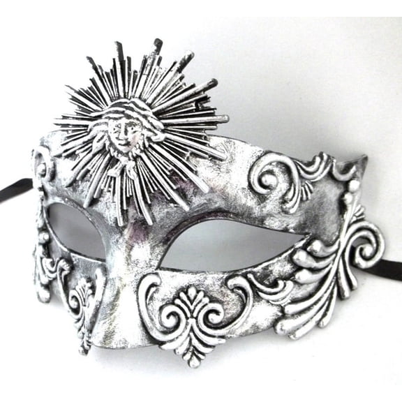Silver Greek Sun God Masquerade Mardi Gras Men's Mask