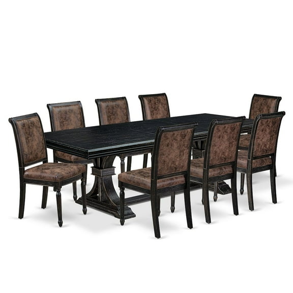 Luxe by East West Furniture 9 piece Dining Table Set consists of a Kitchen Table and 8 Dining Room Chairs