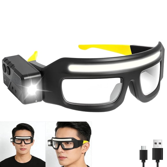 Rechargeable LED Headlamps, Waterproof Headlamps Glasses, 5 Modes USB C, Lighted Eyewear, Light Up Headlight Glasses for Camping Fishing Cycling Hiking