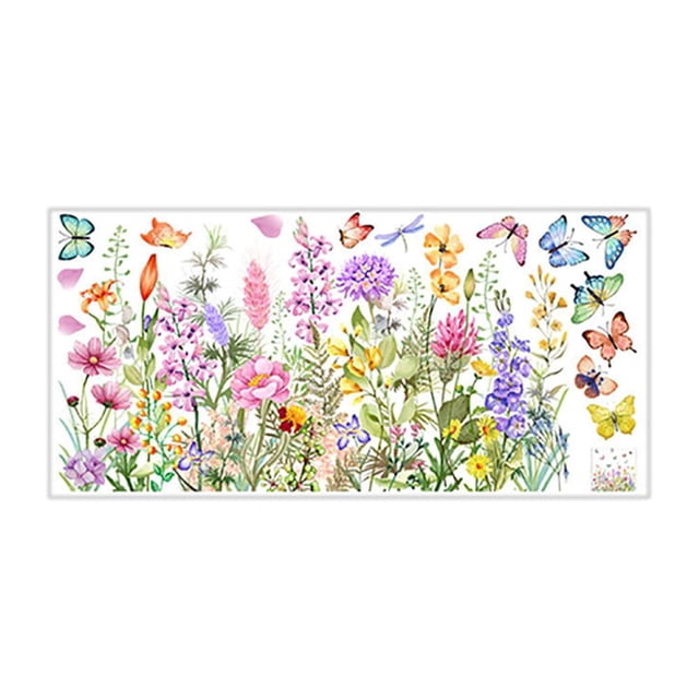 EZLIFE Pegatinas de mariposas no adhesivas con forma de rama de flores de colores para ventanas, R2I9