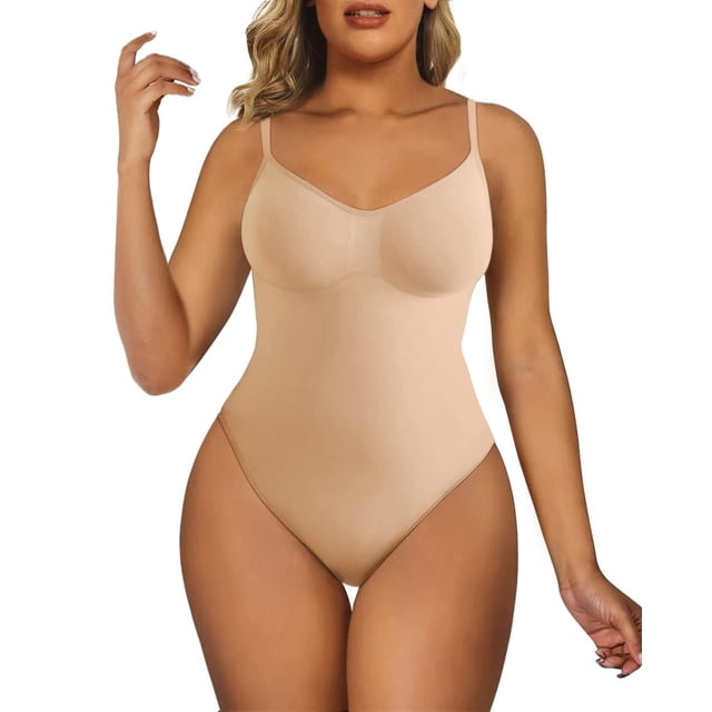 Body Shapewear SHAPERX Tanga con control de barriga beige S/M