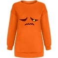 thumbnail image 3 of Chandails en Molleton Visage de Citrouille d'Halloween pour Femmes Manches Longues Surdimensionnées Col Rond Orange Pull Tops, 3 of 7