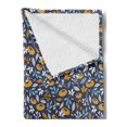 thumbnail image 2 of Leaf Soft Flannel Fleece Throw Blanket, Hand Drawn Flowering Branches with Abstract Spring Composition on Dark Backdrop, Cozy Plush for Indoor and Outdoor Use, 50" x 60", Multicolor, by Ambesonne, 2 of 5
