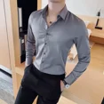 thumbnail image 3 of Camisas y blusas para hombre Tops formales para hombre Ropa sencilla Rojo Manga larga Negocios Músculo Estética Slim Fit Estilo coreano Cool S, 3 of 5