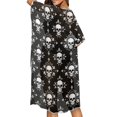 thumbnail image 4 of HELLHERO High Quality Fabrics Long Kimono Swimsuit Cover Up for Summer Loose Free Size Bathing Suit Cover Up Skull Floral, 4 of 6