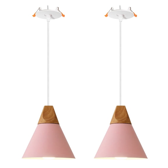 Kiven Recessed Ceiling Light, 2-Light Modern Style Recessed Downlight with Iron Lampshade, Adjustable Pendant Lighting for Bedroom Kitchen Island Home