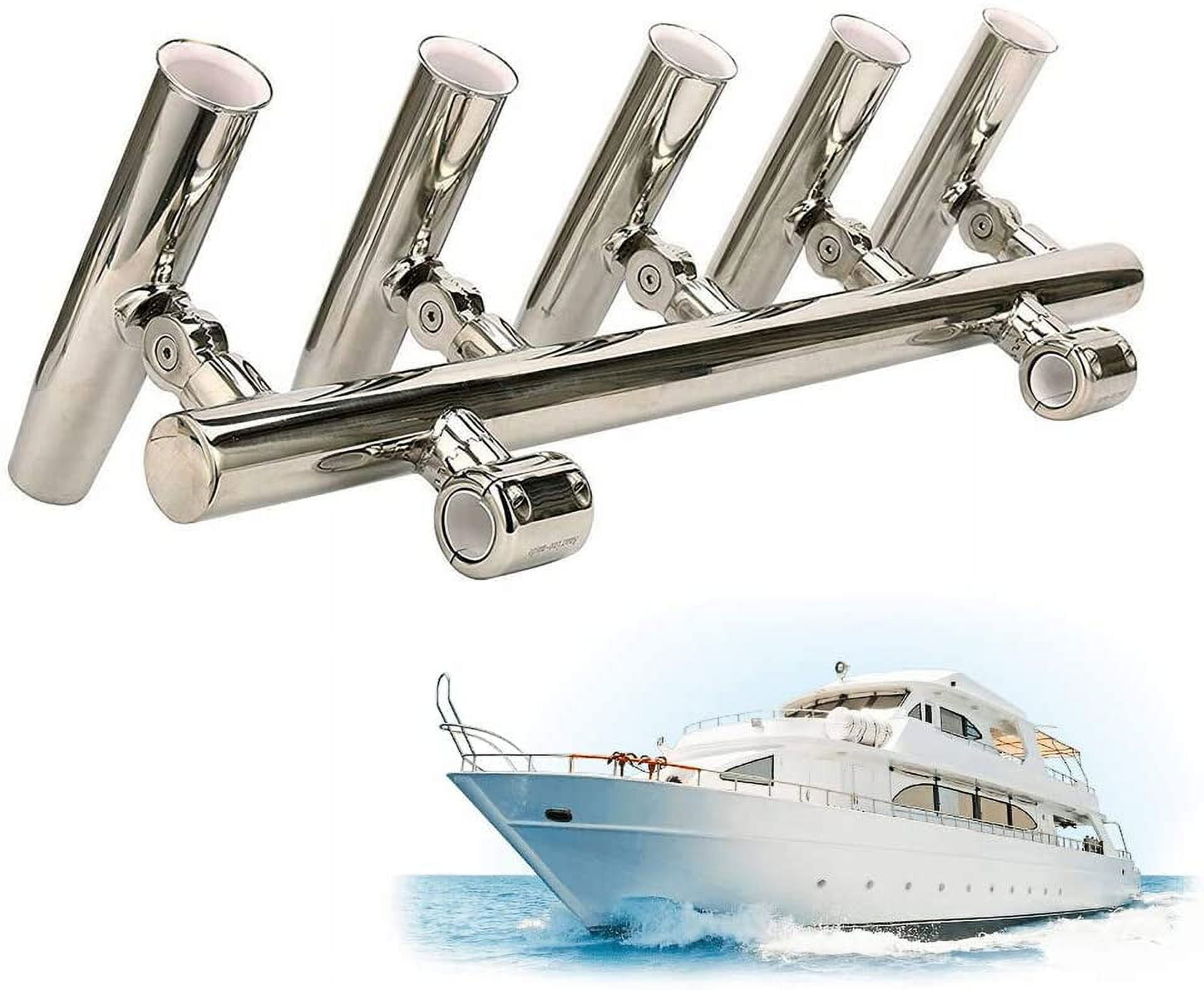 Manifish Rail Mount Rod Holder for Boat, Stainless Steel