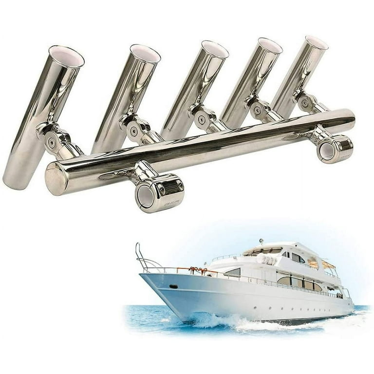 Fishing Rod Holder Stainless Steel 1PC Adjustable Clamp on for Boat Rails  All Degree
