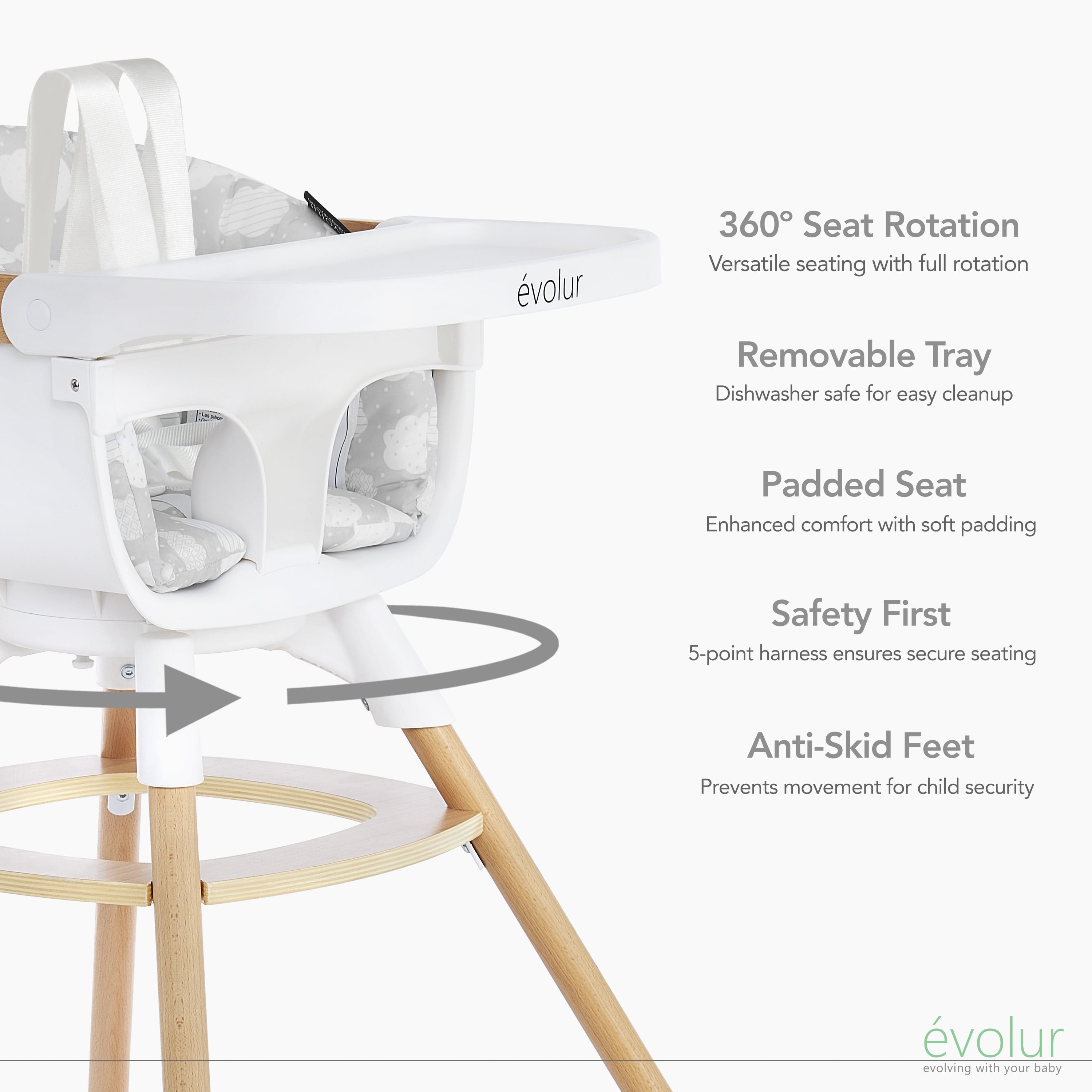 Evolur Ann Beechwood 4-in-1 Highchair