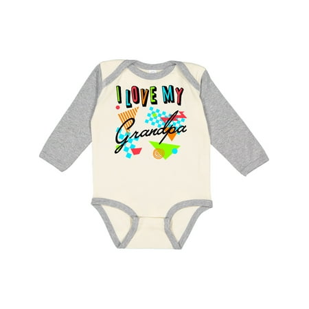 

Inktastic I Love my Grandpa- 80s retro style Gift Baby Boy or Baby Girl Long Sleeve Bodysuit