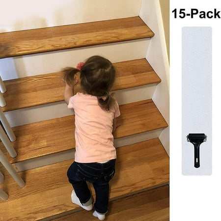 15pack Non Slip Stair Tread Clear Wood, Wooden Stairs Grip Tape