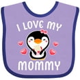 thumbnail image 3 of Inktastic I Love My Mommy with Cute Penguin and Hearts Girls Baby Bib, 3 of 4