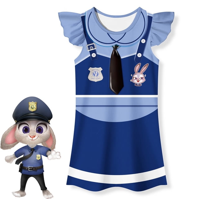 Zootopia Vestido Para Niños Niña Judy Cosplay Disfraz Zootropolis Conejo Policía Ropa De Dormir Bebé Halloween Fiesta