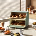 thumbnail image 2 of MROJISC Double Layer Bread Box for Kitchen Countertop, Modern Corner Large Bread Storage Bin (Green), 2 of 6