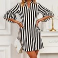 thumbnail image 7 of XuJwPNcy Summer Dresses for Women Trendy 3/4 Sleeve Striped T-Shirt Dress Casual V-Neck Work Office Mini Dress, 7 of 7
