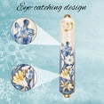 thumbnail image 2 of Matashi Hand Painted 5" Blue and Ivory Enamel Flower Mezuzah Embellished with Gold Accents and fine Crystals, 2 of 7