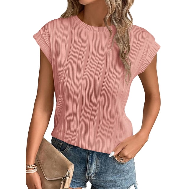 Remera PRETTYGARDEN Rosa Manga Corta Texturada XL
