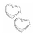 thumbnail image 1 of 14k White Gold 20-mm Hinged Heart Hoop Earrings, 1 of 1