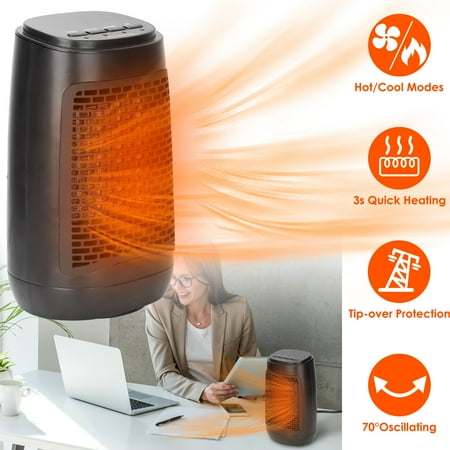 

Personal Heater Fan Portable Electric Space Heater with Tip Over and Overheat Protection 70° Oscillating Ceramic Heater for Bedroom Office Desk