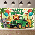 thumbnail image 6 of Cute Animal Themed Happy Birthday Backdrop Banner with Jungle Elements Party Supplies Photo Booth Props Kids Birthday Decoration Party Decorations, 6 of 8