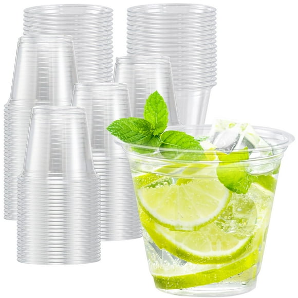 Vasos de plástico Lamosi, 270 ml, transparentes, paquete de 100 vasos desechables para fiestas