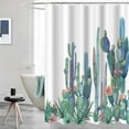 thumbnail image 4 of Tropical Cactus Shower Curtains Cactus Flowers Blossom Bath CurtainWaterproof Fabric Bathroom Curtain 72x72in with 12 Hooks, 4 of 7