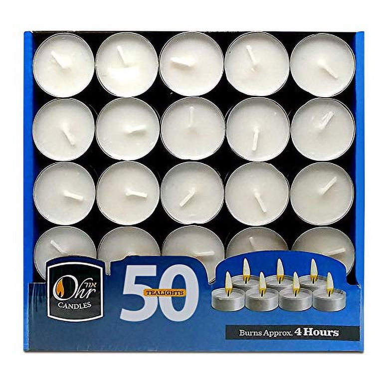 Ohr Candles White Tealight Candles, 50-Pack, 4-Hour Burn photo 3