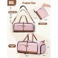 thumbnail image 3 of Bolsa de viaje Lekesky plegable de 80 litros con compartimento para zapatos, color rosa, 3 of 6