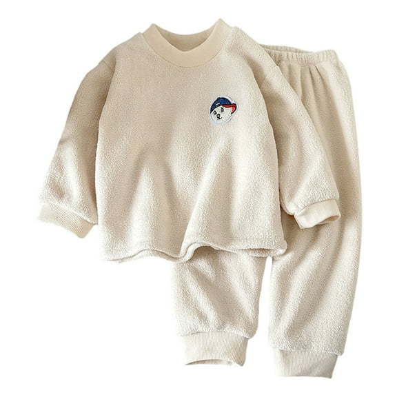 Byoo Toddler Girls Loungewear Outfit Cozy Solid Color Pullover Top Trousers Sleepwear Set Kids Holiday Clothing Set