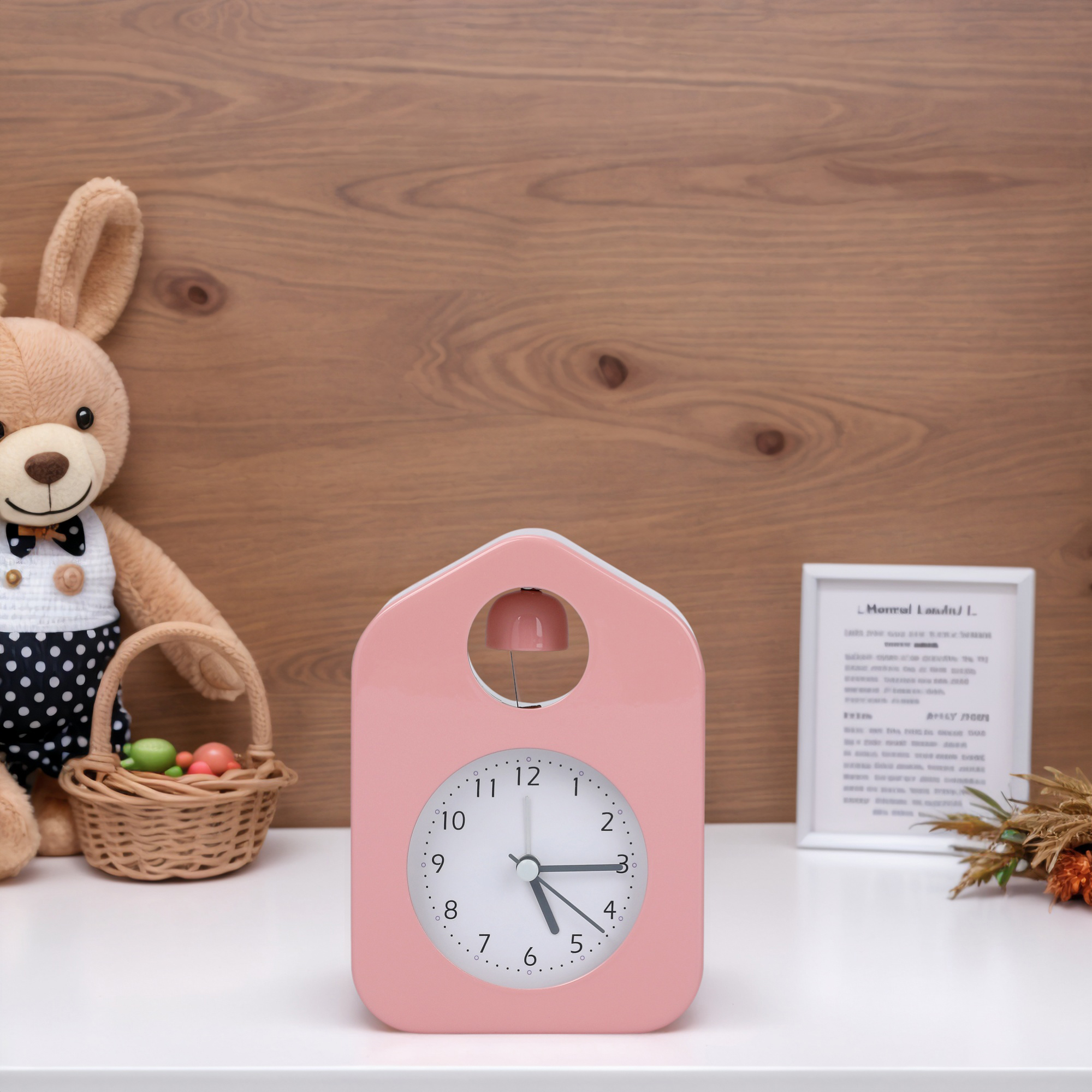 Unique Bargains Non-Tick Alarm Clock with Round Bell Design Pink 3.9"L x 2.0"W x 5.5"H