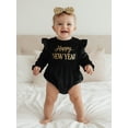 thumbnail image 6 of Miaouyo Baby Girl New Year Romper Letter Print Long Sleeve Round Neck Velvet Newborn Jumpsuit with Sequin Bow Headband, 6 of 9