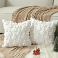 thumbnail image 3 of Lewondr Christmas Throw Pillow Cover 18x18, Set of 2 Soft Faux Fur Velvet Christmas Tree Embroidery Decorative Throw Pillow cover for Xmas Home Decor, White, 3 of 6