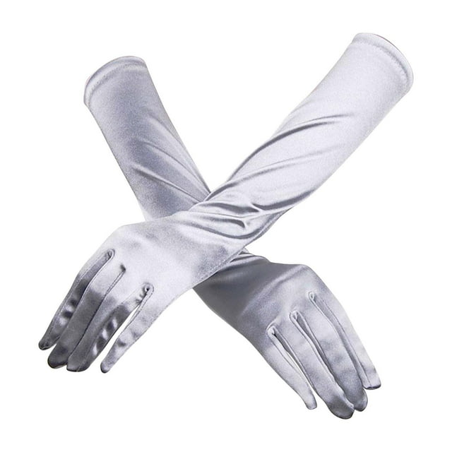 DPTALR Womens Satin Long Gloves Opera Wedding Bridal Evening Party Prom Gloves