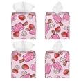 thumbnail image 2 of Lsque Strawberry Popsicle Printed Tissue Box Cover Holder, Facial Paper Organizer Dispenser,Square with Bottom Belt, PVC Leather Decorative Organizer, 2 of 8