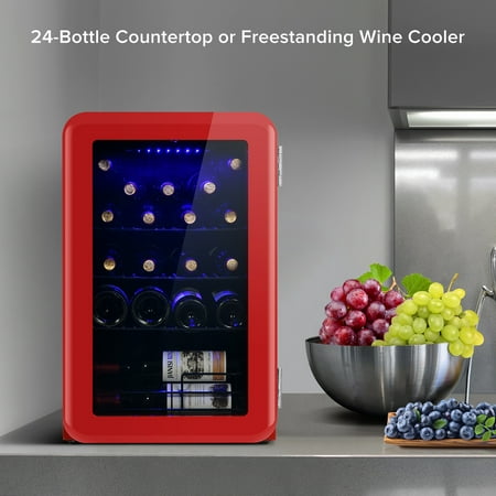 YYAo 24 Bottle Wine Cooler, Mini Cabinet Beverage Refrigerator, Countertop...