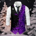 thumbnail image 2 of Telankuip Retro Vests for Men Herringbone Tweed Stand-Up Collar Formal Suit Vest Single Sleeveless Casual Business Wedding Groomsmen Waistcoats with Pockets Dark Purple XXXXL, 2 of 5