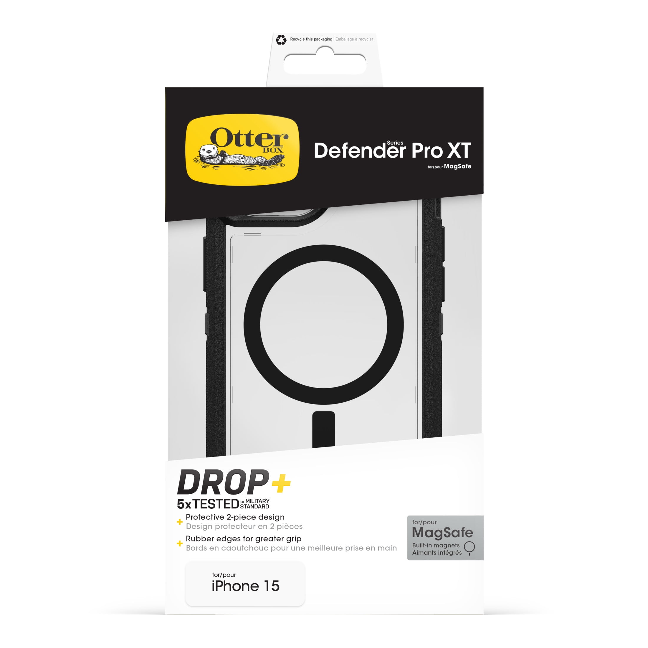 OtterBox Defender Series Pro XT Case with MagSafe for Apple iPhone 17e, iPhone 16e, iPhone 15, iPhone 14, iPhone 13 - Black